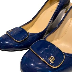 LAUREN RALPH LAUREN wedges size 7 navy